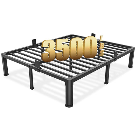 Yitong Angel 14 inch Queen Bed Frame with Round Corner Legs Mattress Slide Stopper,3500 lbs Heavy Duty Metal Platform,Steel Slats Support,No Box Spring Needed,Easy Assembly,Noise Free Yitong Angel
