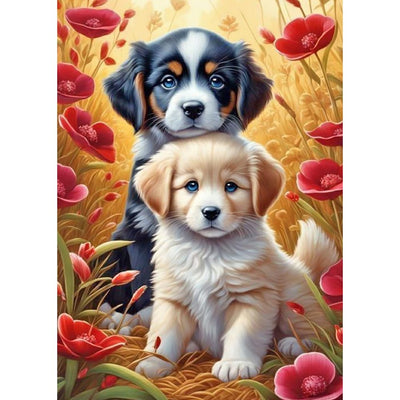 FHBUBPUP Dog Diamond Painting Kits for Adults, Diamond Art Kits for Beginners Animal, Full Drill Round Gem Art, DIY Paint with Diamond Beads Craft Home Wall Decor Gift 12x16 inch