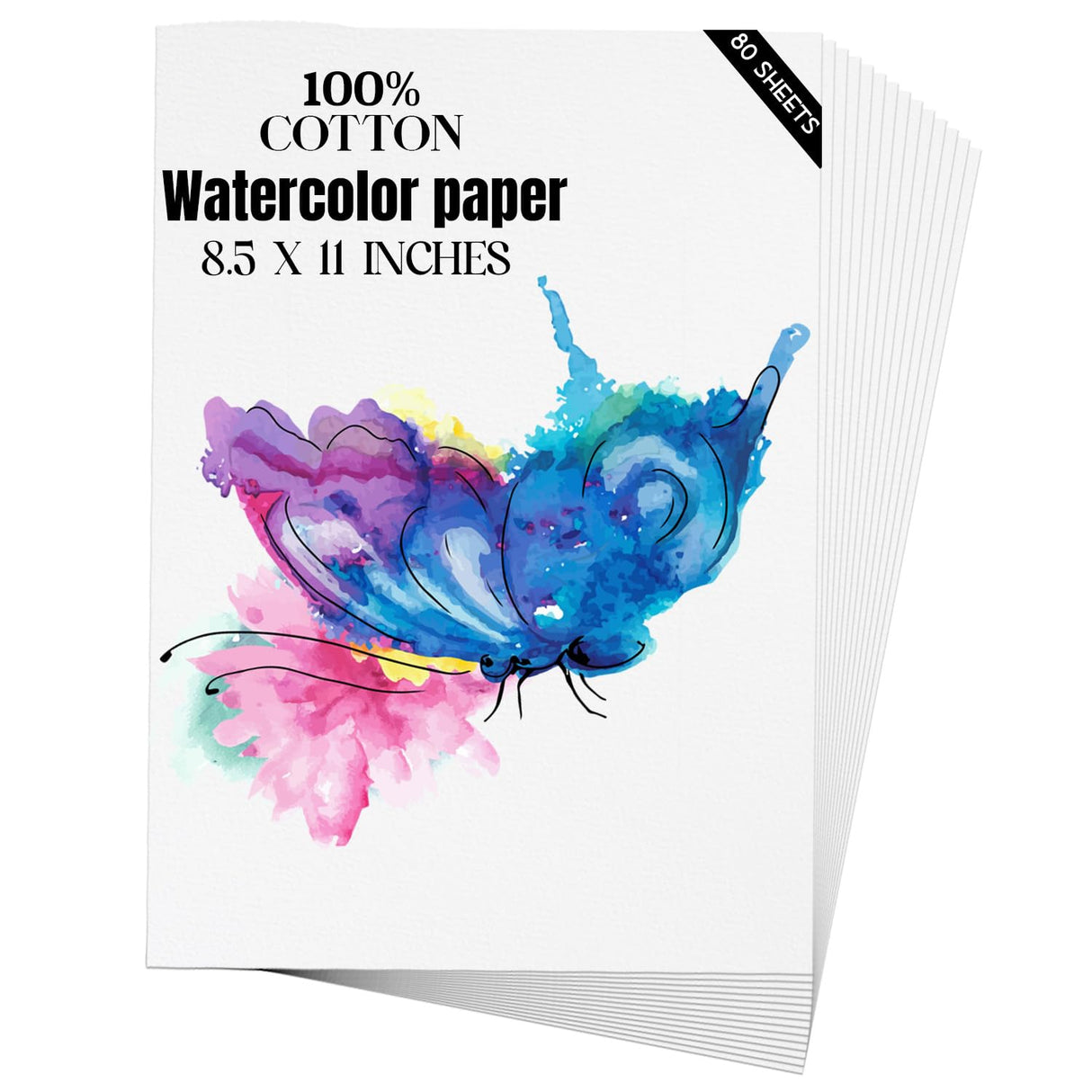 Watercolor Paper 8.5x11 inches 80 Sheets,Heavyweight Artist Paper 140lb/300GSM Cold Press Natural Cotton Paper for Students Artists Watercolor Drawing Magecubiku