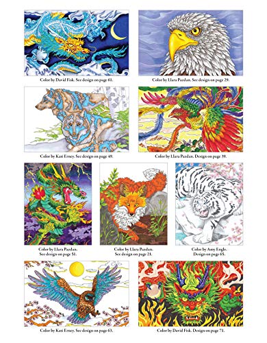 Mystical & Majestic Animals: A Fantastic Coloring Adventure (Design Originals) 32 Stunning Designs featuring Dragons, Tigers, Wolves, and Phoenixes, with 49 Inspiring Examples, on Perforated Pages