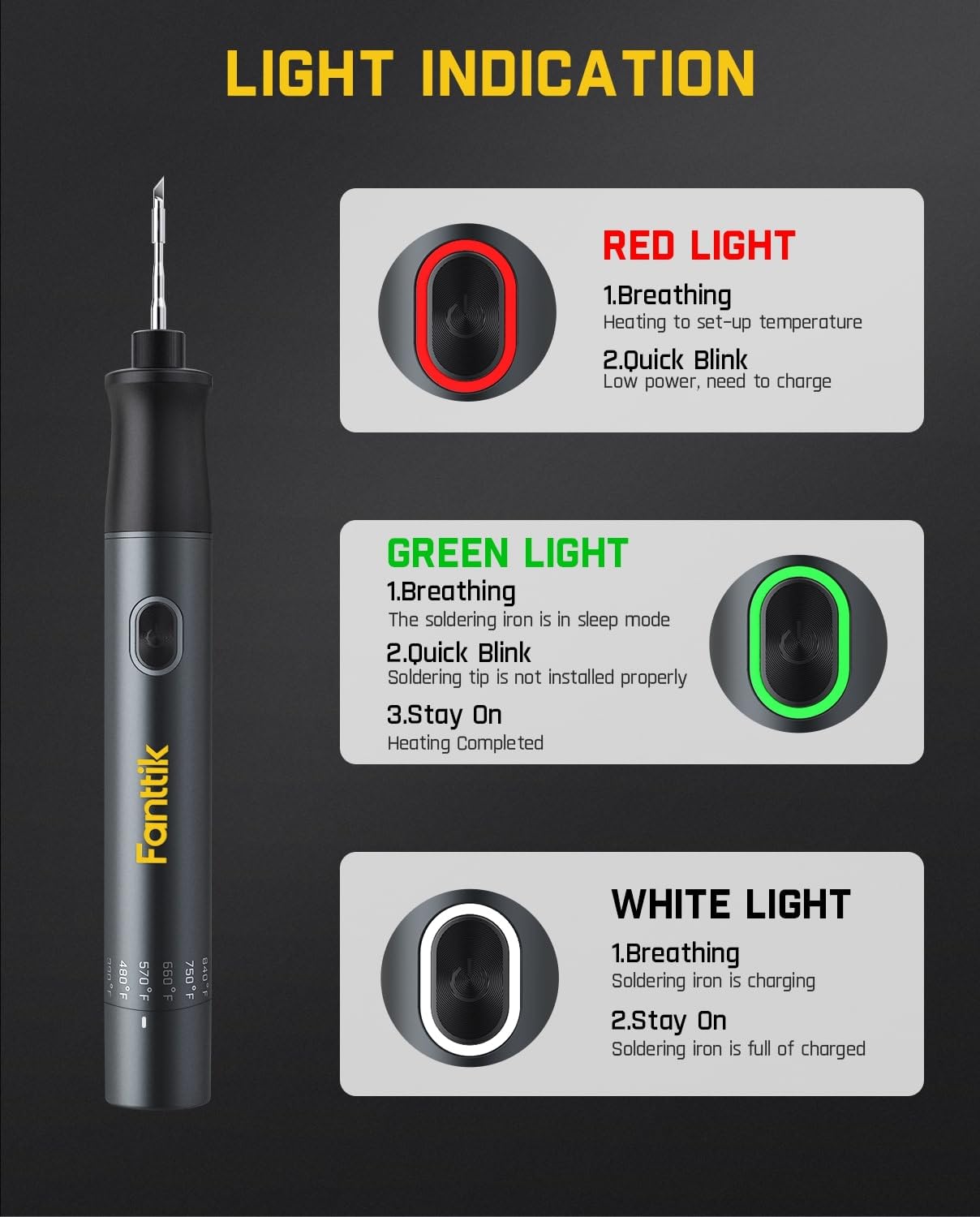Fanttik T1 Max Soldering Iron Kit, Cordless Soldering Iron, 7 Seconds Fast Heating(390°F-840℉), Auto Sleep, 4 Precision Soldering Tips(C210), 360° Swivel Stand, Soldering Iron for Precision Repair Fanttik