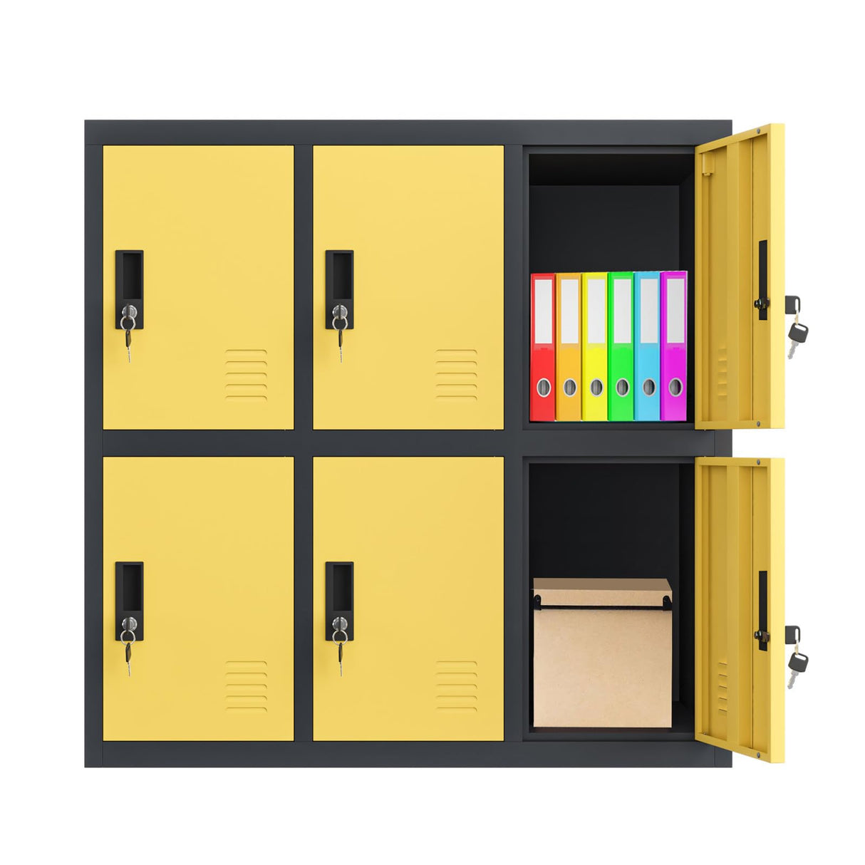 MECOLOR Metal Storage Lockers Employee lockers Small lockers and Business lockers for Home, Office, Garage,Gym,School... (W6D-YE) MECOLOR