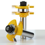 Helovmine Tongue and Groove Router Bit Tool Set 3 Teeth Adjustable T Shape Wood Milling 1/2 Inch Shank with 45°Lock Miter Bit 1/2 Inch Shank for Router Table /Base Router/Kitchen/Bathroom - Pack of 3 Helovmine