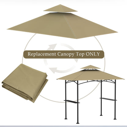 COVBOARD Grill Gazebo Replacement Top, 5 * 8 Outdoor BBQ Gazebo Top Cover, Double Layer BBQ Gazebo Top Canopy for Model #L-GG001PST-F(Khaki) - WoodArtSupply