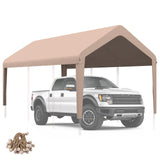 Carport Canopy 10'x20' Heavy Duty Replacement Cover, Garage Shelter Cover 800D Oxford Waterproof & UV Protected Tarp with Ball Bungees, Not Include Frame, Beige KAHLHAK