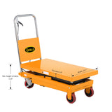 APOLLOLIFT Hydraulic Lift Table Cart, 770lbs Capacity 51" Lifting Height, Double Scissor Lift Table with 4 Wheels and Safety Back Guard for Material Handling and Transportation APOLLOLIFT