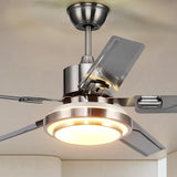 Fandian 48" Modern Ceiling Fans with Lights Remote Control Reversible Fan, Stainless Steel Blades, 3 speeds and 3 Color Changes Lighting Fixture with LED Board for Bedroom Living Room Fandian