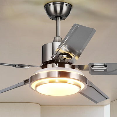 Fandian 48" Modern Ceiling Fans with Lights Remote Control Reversible Fan, Stainless Steel Blades, 3 speeds and 3 Color Changes Lighting Fixture with LED Board for Bedroom Living Room