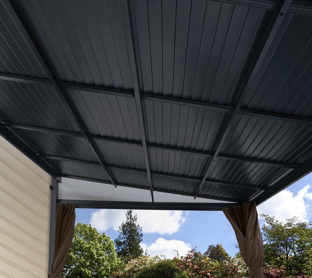 Sojag 10' x 12' Portland Gazebo Wall-Mounted Outdoor Weather-Resistant Aluminum Frame Sunroom Brown Sojag