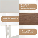 Sophia & William Console Table with Storage Shelf, 2 Tier Farmhouse Sofa Table for Entryway, Hallway, Living Room, Ivory+Oak Sophia & William