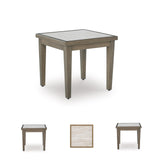 Signature Design by Ashley Rainier Ranch Contemporary Sintered Stone Tabletop Outdoor End Table with 4 Legs, Light Brown & Beige Signature Design by Ashley