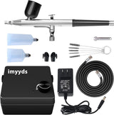 imyyds 40PSI Airbrush Kit with Compressor, Stepless Adjustable Air Brush Kit with Air Compressor, Portable Airbrush Gun Kit, Airbrush Compressor Kit for painting, Nails, Modeling, Cake imyyds