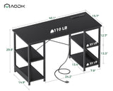 AODK 40 Inch Small Computer Desk with Power Outlets & USB Charging Port, Modern Simple Style Desk for Small Spaces Home Office, Study Student Writing Desk, Kids Desk, Black AODK