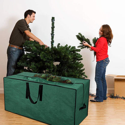 Primode Christmas Tree Storage Bag | Fits Up to 9 Ft. Tall Disassembled Tree I 65"x15"x30" Holiday Tree Storage Case | Protective Zippered Artificial Xmas Tree Bag (9ft, Green)