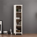 Giantex Tall Storage Cabinet Freestanding Floor Storage Tower with Four Shelves and Single Door, 17x16x72 Inch, Narrow Utility Cabinet for Living Room, Bathroom (Grayish White) Giantex