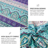 Xruibed Boho Quilt Set Queen,Purple Teal Bohemian Quilt Coverlet 3PCs Soft Microfiber Lightweight Bedspread with 2 Pillowcases for All Season (Queen Size 90"x96") Xruibed