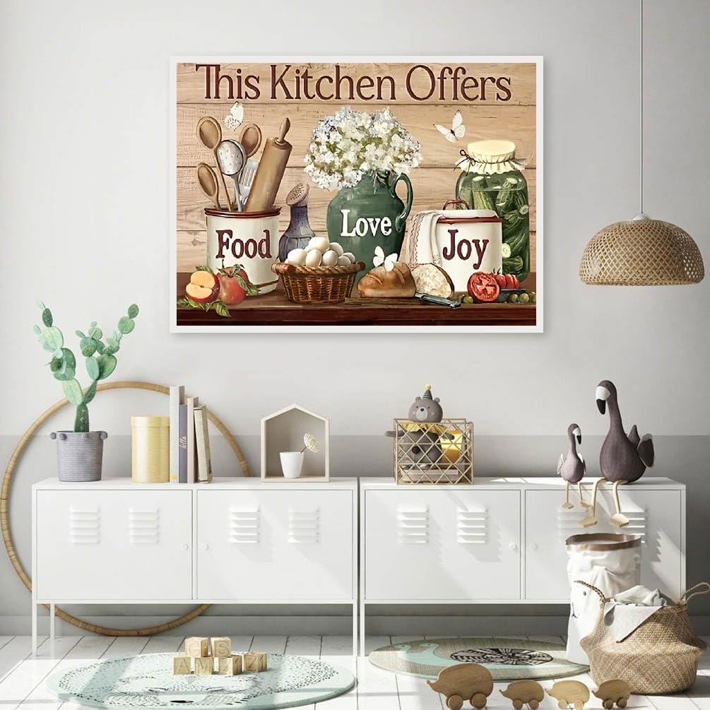 JFYHAB Kitchen Diamond Art Kits for Adults, Food Diamond Painting Kits for Adults Beginners, DIY 5D Diamond Painting with Round Gem Art Kits for Adults for Gift Home Wall Decor 12x16 Inch JFYHAB