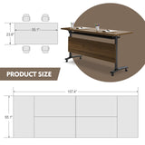 Conference Table, Folding Conference Room Tables With Flip-Top Design Rectangular Modular Conference Room Table with Caster, for Office Conference Room Training Room ( 6PCS 55.1 * 23.6 * 29.5in) GOYQGLE