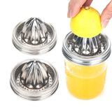 Mason Jar Stainless Steel Juicer Lid (2 Pieces), Citrus Reamer for Wide Mouth Mason Jar Lemon Juicer Manual Citrus Juicer. ziHenryDa