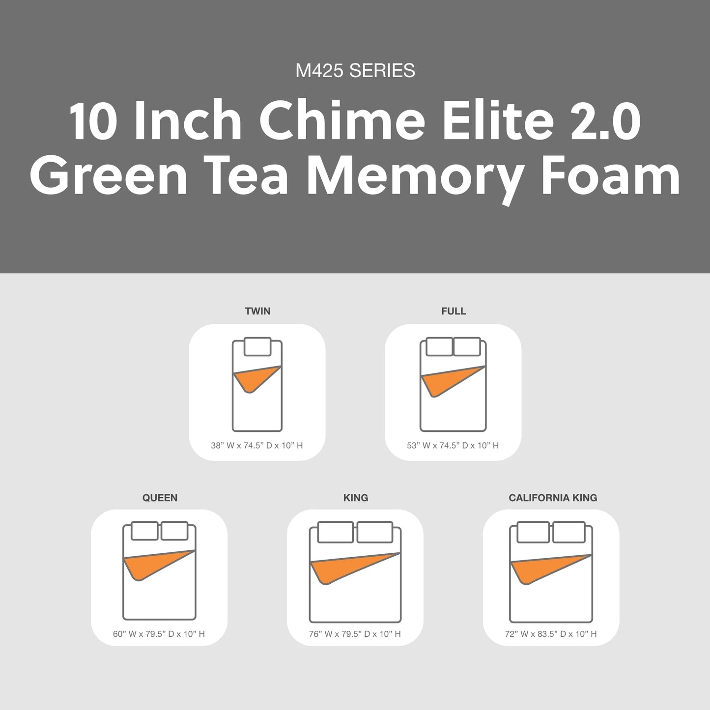 Signature Design by Ashley 10 Inch Chime Elite 2.0 Firm Green Tea Memory Foam Mattress for Cool Sleep and Pressure Relief, California King