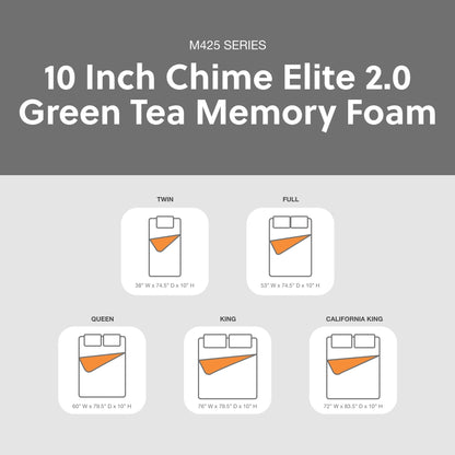 Signature Design by Ashley 10 Inch Chime Elite 2.0 Firm Green Tea Memory Foam Mattress for Cool Sleep and Pressure Relief, California King