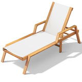 Tangkula Patio Chaise Lounge Chair, 5 Position Adjustable Acacia Wood Patio Lounger, for Backyard, Porch, Poolside (1) Tangkula
