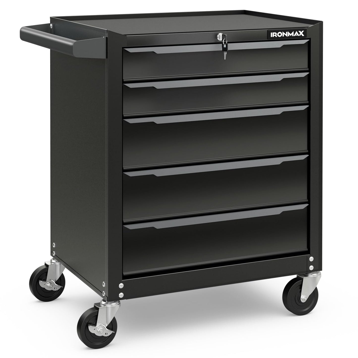 Goplus Rolling Steel Tool Chest, 5-Drawer Tool Storage Cabinet with Hanging Holes, Central Keyed Locking System, Ball-Bearing Slides & Lockable Wheels, Tool Organizer Box for Garage & Repair  - WoodArtSupply