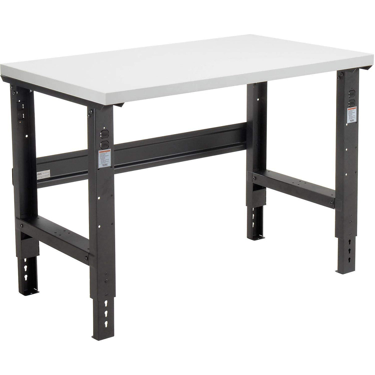 Global Industrial Adjustable Height Workbench C-Channel Leg, 48" W x 36" D, 1-5/8" Plastic Laminate Square Edge, Black Global Industrial