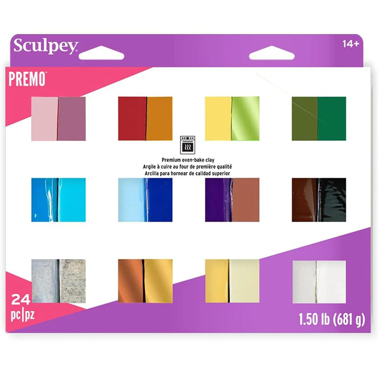 Sculpey Premo 24 Color sampler of Polymer Oven-Bake Clay, Non Toxic 1.5 lbs., Great for jewelry making, holiday, DIY, mixed media and more. Premium clay Great for clayers and artists. Sculpey