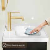 phiestina Pre-Assembled 16 Inch Black Floating Bathroom Vanity for Small Space, Wall-Mounted Small Cabinet with Single Hole Ceramic Sink,Soft-Close Door, No Faucet,BV04-16-PUREBLACK phiestina