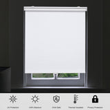 Sunoff Blackout Roller Shades Blinds Cordless for Windows Pull Down Room Darkening Door Blinds with Thermal Insulated Easy to Install for Living Room,Bedroom,Home,Office Bathroom White 33" W x 72" H sunoff