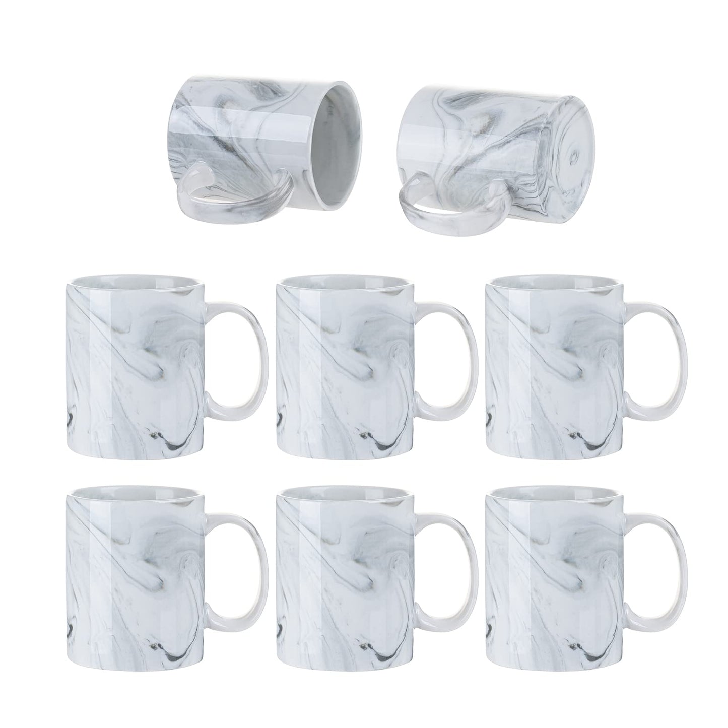 PYD Life 8 Pack Sublimation Mugs Blanks 11 OZ Gray Marble Texture Coffee Mugs Ceramic Photo Cups Bulk for Cricut Mug Press Print