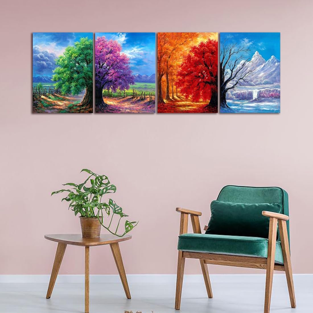 Muzagroo Art 4 Pack 5D Diamond Painting Kits for Adults DIY Diamond Art Kits 4 Seasons Trees Wall Art for Living Room Adults Crafts Diamond Dot Gem Art Kits for Beginners Muzagroo Art