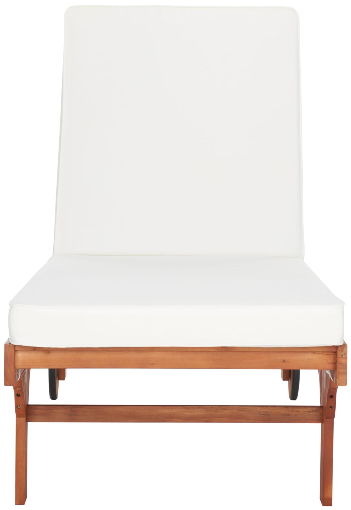 SAFAVIEH Outdoor Collection Newport Natural/ Beige Cushion Built-in Side Table Adjustable Chaise Lounge Chair Safavieh