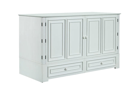 Mega Solutions Emurphybed Paradiseo Murphy Cabinet Chest Bed with Charging Station 8 Inch, Queen (White) Mega Solutions