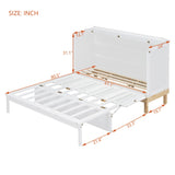 Queen Size Murphy Bed Cabinet Bed with USB Charging Station, Foldable Platform Bed Frame with Storage, White Merax