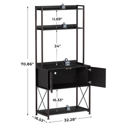 Herture 20-29 Gallon Fish Tank Stand, Aquarium Stand with 2 Shelves and Cabinet Accessories Storage, for 20 Gallon Long Aquarium, Metal Frame 32.28" L*16.53" W PG03YGB - WoodArtSupply