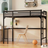 HomJoones Metal Loft Bed,Metal Twin Loft Bed Frame,Mattress Foundation,Space-Saving,Noise Free, for Adults/Teens,No Box Spring Needed,Easy Assembly,Twin (Black) HomJoones