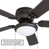Portage Bay 50251 Hugger 52" Matte Black West Hill Ceiling Fan with Bowl Light Kit Portage Bay