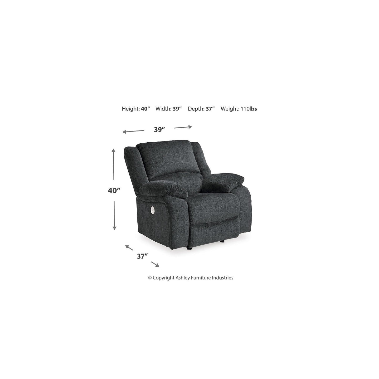 Signature Design by Ashley Draycoll Contemporary Power Rocker Recliner, Dark Gray Signature Design by Ashley