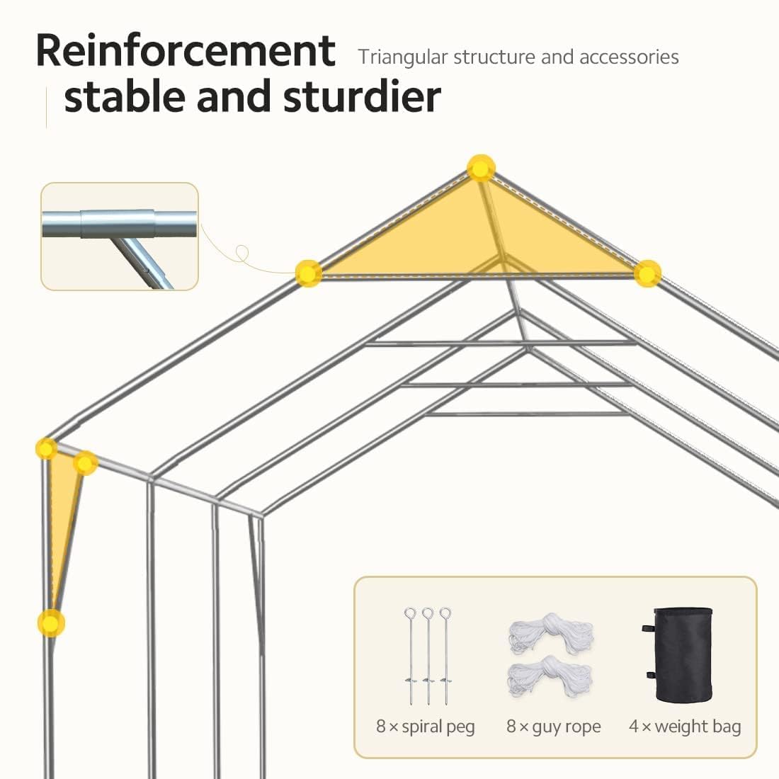 ADVANCE OUTDOOR 12x20 ft Heavy Duty Carport Potable Car Canopy Garage Party Tent Boat Shelter, Adjustable Height from 9.5 ft to 11 ft, Beige - WoodArtSupply