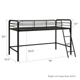 DHP Jett Junior Twin Metal Loft Bed, Black DHP