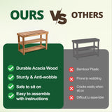 BEEFURNI Wooden Shoe Rack Bench, 3-Tier Sturdy Shoe Organizer, Acacia Wood Shoe Shelf, 300 LBS Load Capacity, Perfect for Closet Entryway Bathroom Bedroom, 1-year Manufacturer Warranty, Natural Acacia BEEFURNI