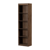 South Shore Axess 5-Shelf Narrow Bookcase Natural Walnut, Contemporary South Shore