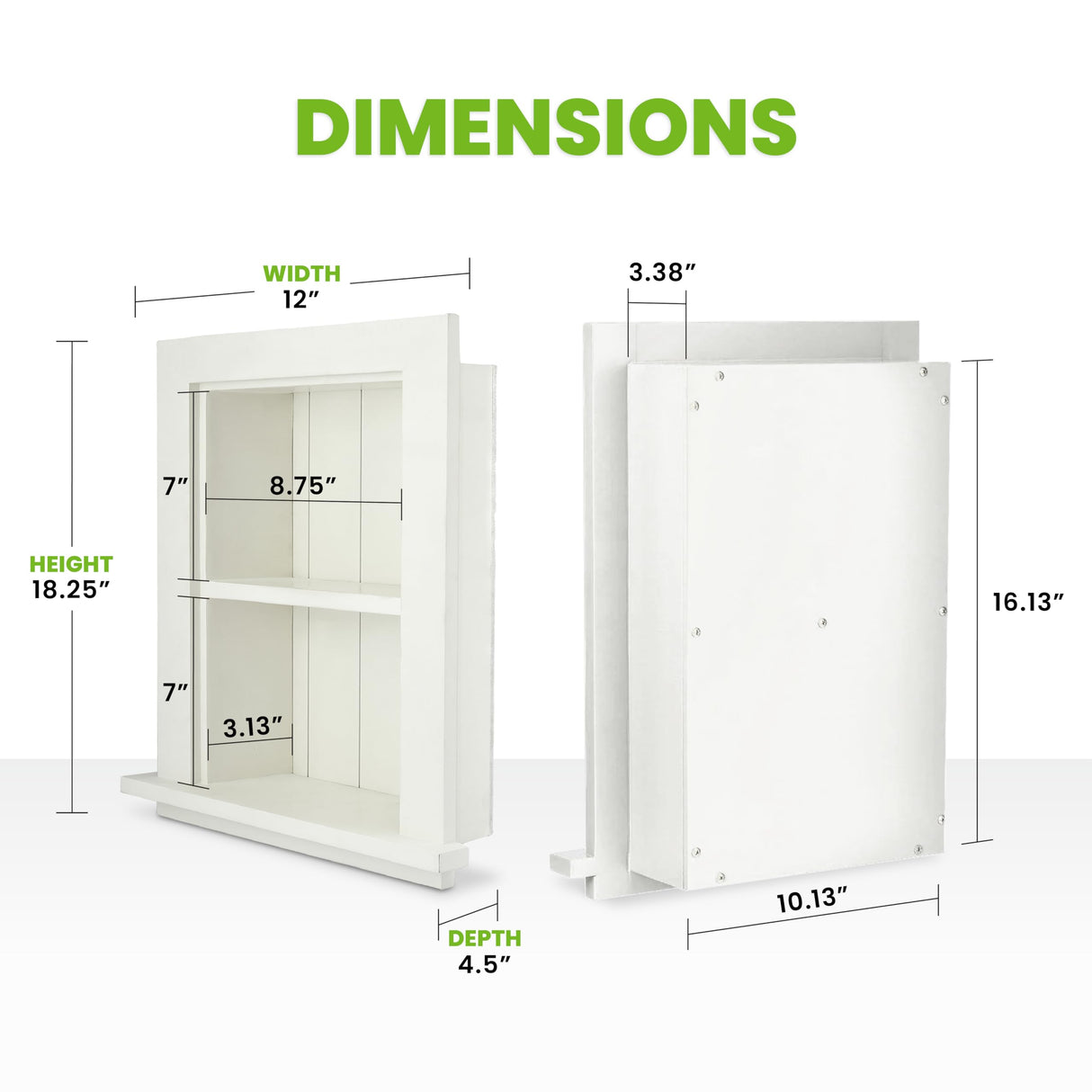 AdirHome Recessed Wall Mount Storage Cabinet – Sturdy Fully Assembled Wooden Utility Storage Shelf – Ideal for Home Kitchen, Bathroom, Laundry, Medicine Cabinet (White) AdirHome