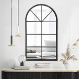 OGCAU Arched Wall Mounted Mirror, 24"x42" Farmhouse Window Mirror with Iron Frame, Wall Decor for Bedroom, Entryway, Living Room (Black) OGCAU
