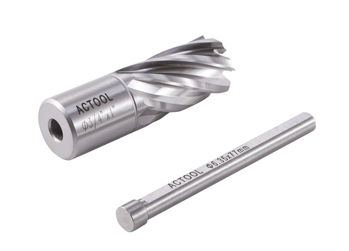 ACTOOL 3/4" Diameter × 1" Depth of Cut HSS ANNULAR Cutter with 3/4'' Weldon Shank ACTOOL
