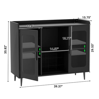 Hyomdeck Liquor Cabinet Bar with Power Outlet and LED Light, Wine Bar Cabinet with Wine and Glasses Rack, Home Coffee Bar Cabinet, Buffet Sideboard with Storage Shelf for Kitchen, Dining Room - WoodArtSupply