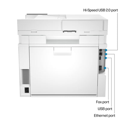 HP Color LaserJet Pro MFP 4301fdn Printer, Print, Scan, Copy, Fax, Fast, Easy setup, Mobile printing, Advanced security, Best-for-small teams. Ethernet & USB only. Not Wireless. 16.6 x 17.1 x 15.1 in.