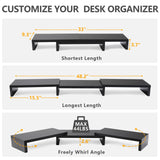 TAVR Dual Monitor Stand Riser Office Desktop Organizer Stand for 2 Monitors, Adjustable Length and Angle 3 Shelf, Extra Long Multifunctional Stand up to 48.2" fit Computer, Laptop, TV, Black TAVR Furniture